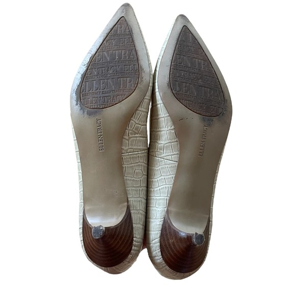 Ellen Tracy Page Pointed Toe Kitten Heel Cream Women’s Size 9.5 - Picture 8 of 11